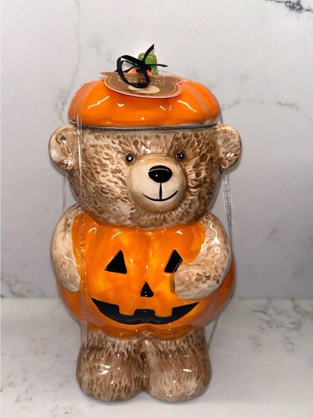 Halloween Teddy Bear Ceramic Cookie Jar